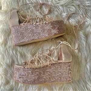 JEFFREY CAMPBELL Rose Gold Chunky Lace-up Sandals
